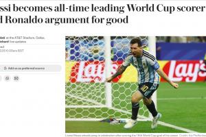 世界杯历史射手王！电讯报：梅西再献神级发挥，梅罗之争彻底终结